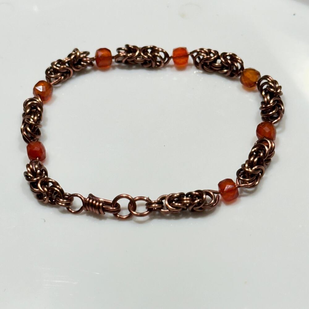 Carnelian Byzantine enameled copper bracelet